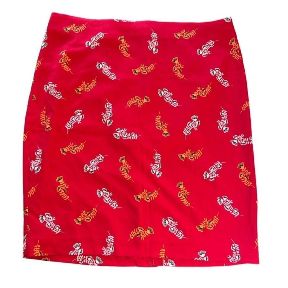 Ann Taylor Women's Size 14 Red Floral Printed Lined Skirt New with Tags